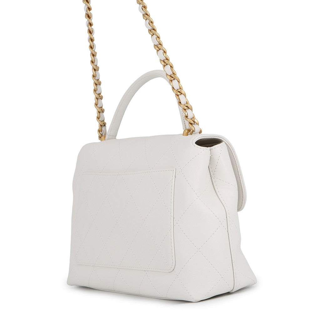 CHANEL Matelasse 2wayHandbag White Calf Leather