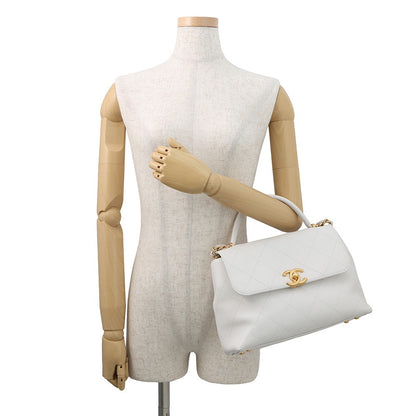 CHANEL Matelasse 2wayHandbag White Calf Leather