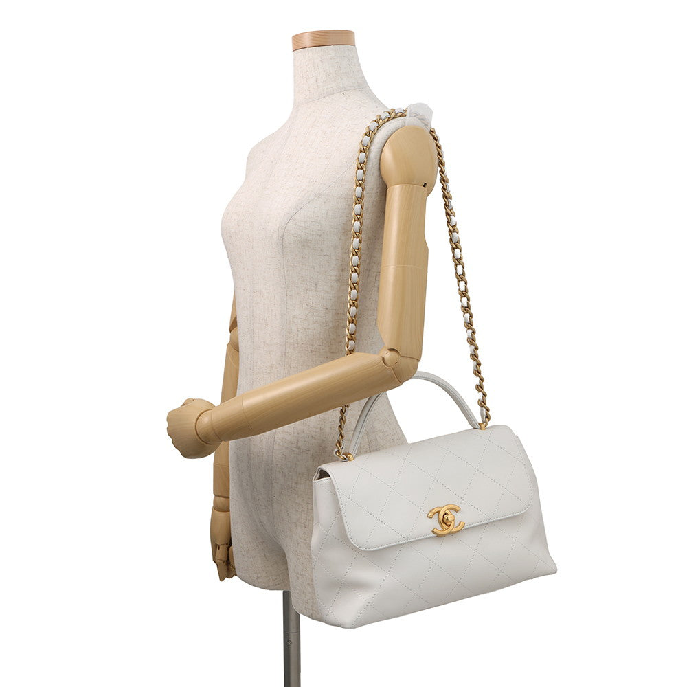 CHANEL Matelasse 2wayHandbag White Calf Leather