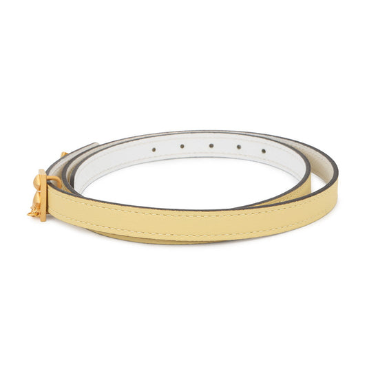 HERMES Belt Jaune Poussin/White Swift Leather Epsom Metal Size 70