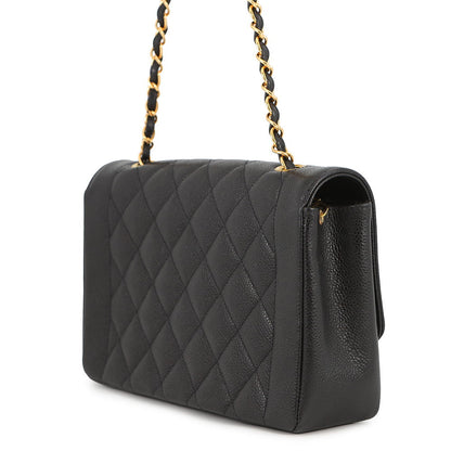 CHANEL Matelasse Diana Single Flap Chainshoulder Bag BlackA01165 Caviar Leather Size 25