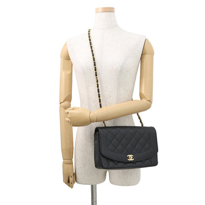 CHANEL Matelasse Diana Single Flap Chainshoulder Bag BlackA01165 Caviar Leather Size 25