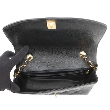 CHANEL Matelasse Diana Single Flap Chainshoulder Bag BlackA01165 Caviar Leather Size 25