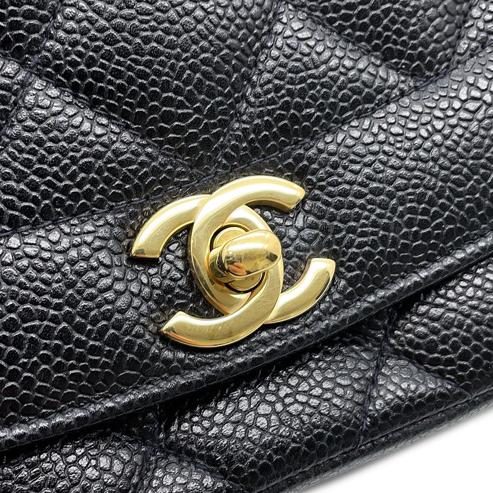 CHANEL Matelasse Diana Single Flap Chainshoulder Bag BlackA01165 Caviar Leather Size 25