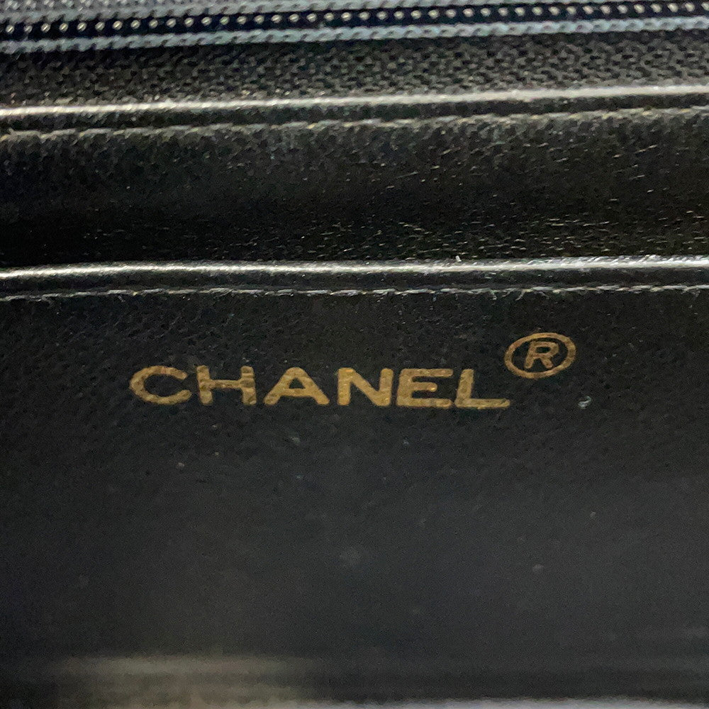CHANEL Matelasse Diana Single Flap Chainshoulder Bag BlackA01165 Caviar Leather Size 25