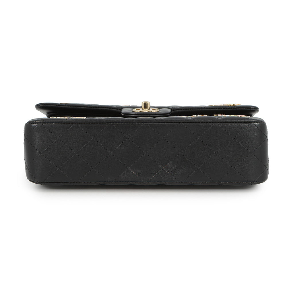 CHANEL Matelasse W Flap Chain Shoulder 24 Year Cruise BlackA01112 Lambskin Size 25