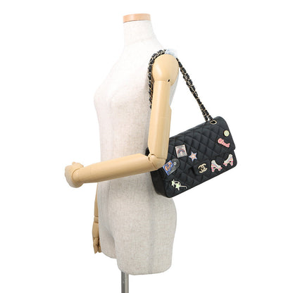 CHANEL Matelasse W Flap Chain Shoulder 24 Year Cruise BlackA01112 Lambskin Size 25