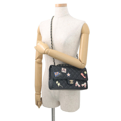 CHANEL Matelasse W Flap Chain Shoulder 24 Year Cruise BlackA01112 Lambskin Size 25