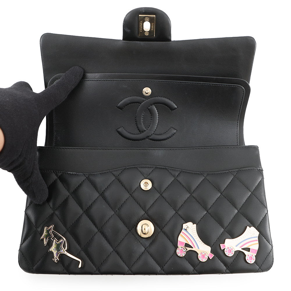 CHANEL Matelasse W Flap Chain Shoulder 24 Year Cruise BlackA01112 Lambskin Size 25