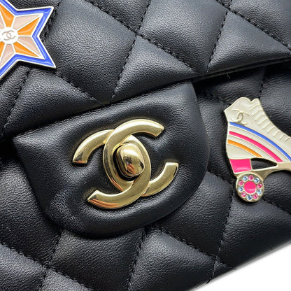 CHANEL Matelasse W Flap Chain Shoulder 24 Year Cruise BlackA01112 Lambskin Size 25