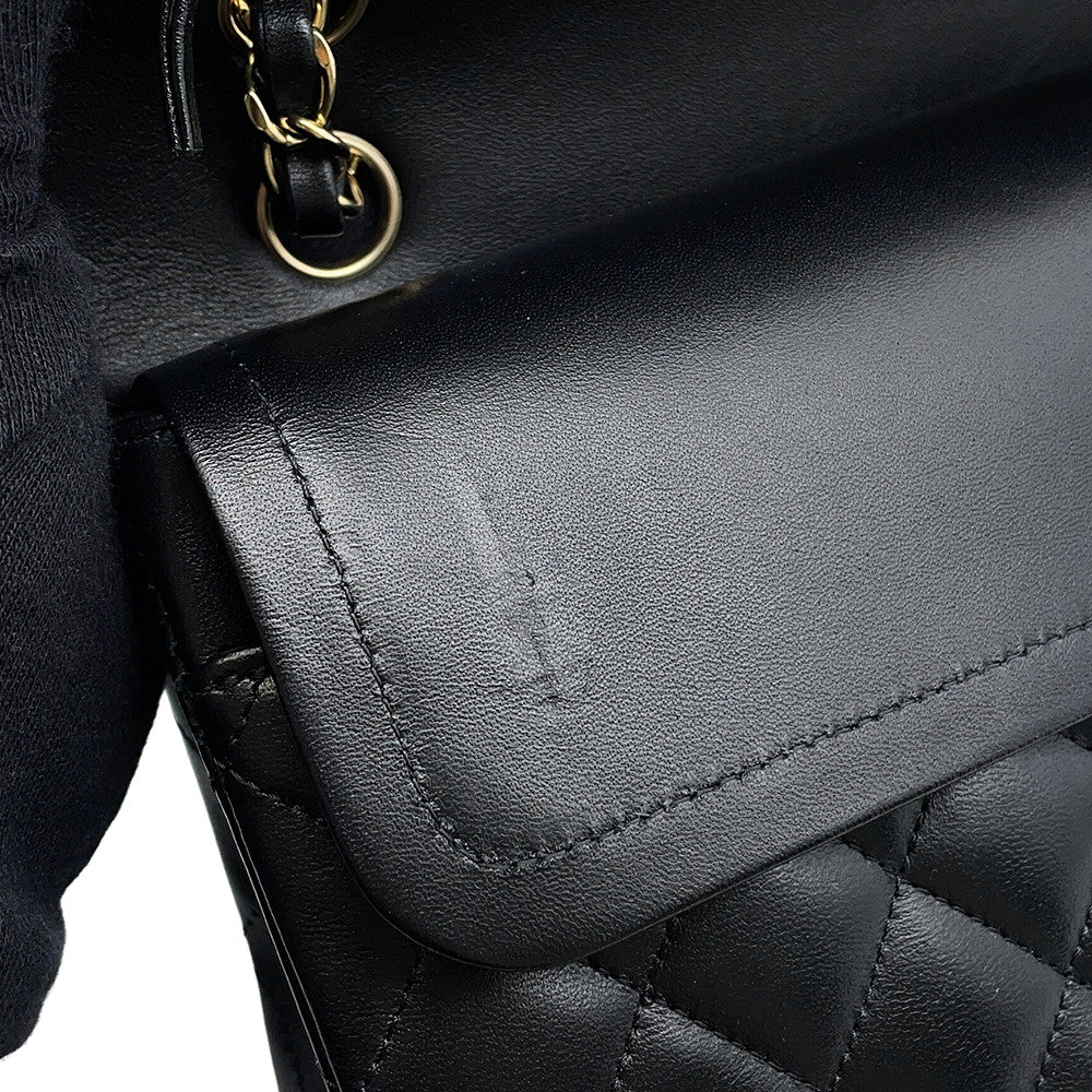 CHANEL Matelasse W Flap Chain Shoulder 24 Year Cruise BlackA01112 Lambskin Size 25