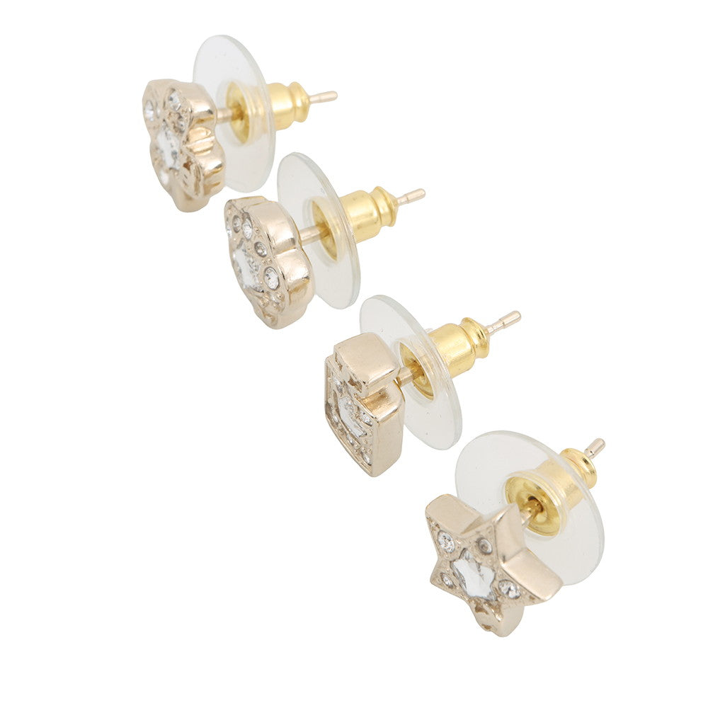 CHANEL Mini earrings set of 4ABF373 Metal Rhinestone