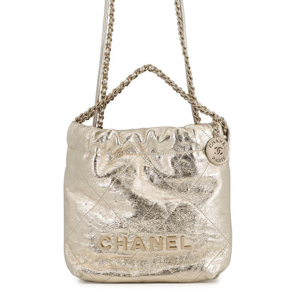 CHANEL CHANEL22 ChainShoulder Bag GoldAS3980 Metallic Calf LeatherLeather Size Mini