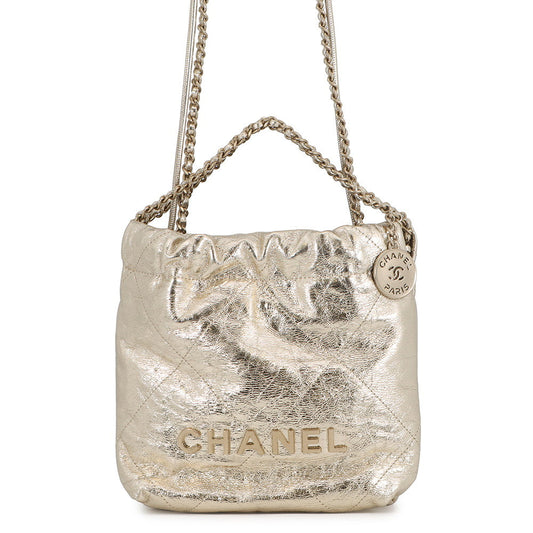 CHANEL CHANEL22 ChainShoulder Bag GoldAS3980 Metallic Calf LeatherLeather Size Mini