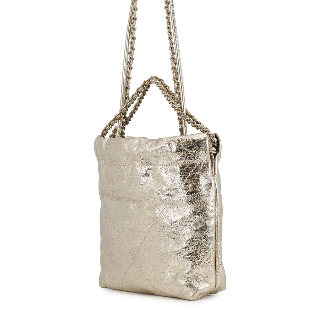 CHANEL CHANEL22 ChainShoulder Bag GoldAS3980 Metallic Calf LeatherLeather Size Mini