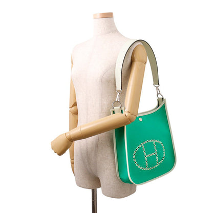 HERMES Neo Evelyne Menthe/Blue Azteque/Vert Fizz Toile Officier Swift Leather Size PM