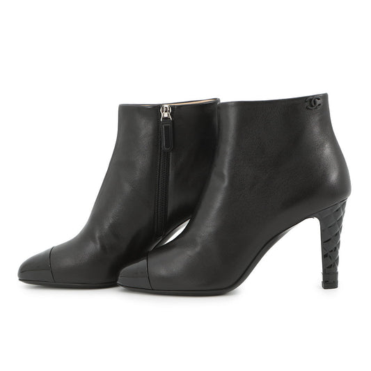 CHANEL CC Logo short boots BlackG34203 Patent Leather Leather Size 37.5C