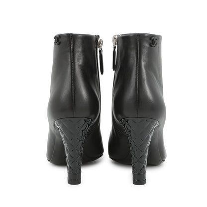 CHANEL CC Logo short boots BlackG34203 Patent Leather Leather Size 37.5C