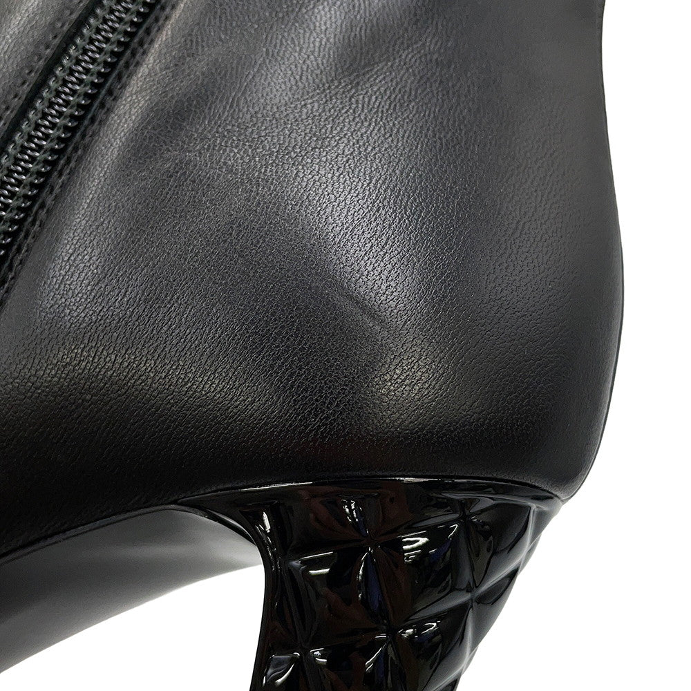 CHANEL CC Logo short boots BlackG34203 Patent Leather Leather Size 37.5C