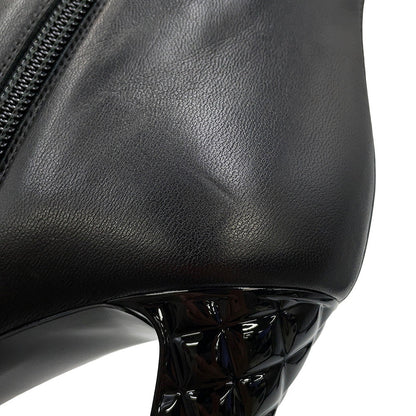 CHANEL CC Logo short boots BlackG34203 Patent Leather Leather Size 37.5C