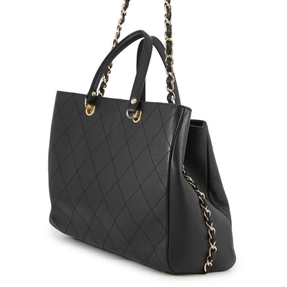 CHANEL Matelasse Shopping Tote Bag BlackAS0356 Calf Leather Size Medium