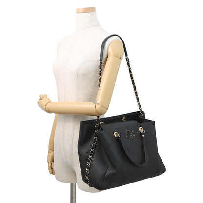 CHANEL Matelasse Shopping Tote Bag BlackAS0356 Calf Leather Size Medium