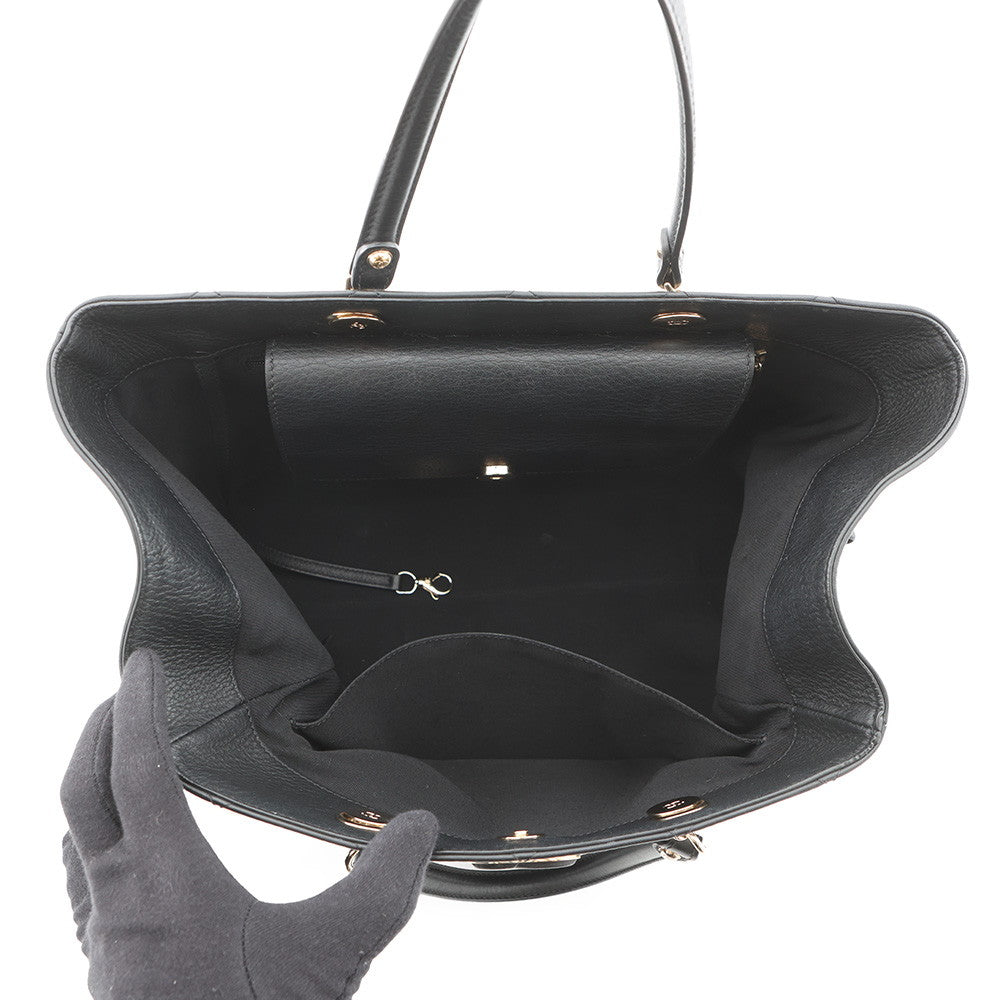 CHANEL Matelasse Shopping Tote Bag BlackAS0356 Calf Leather Size Medium