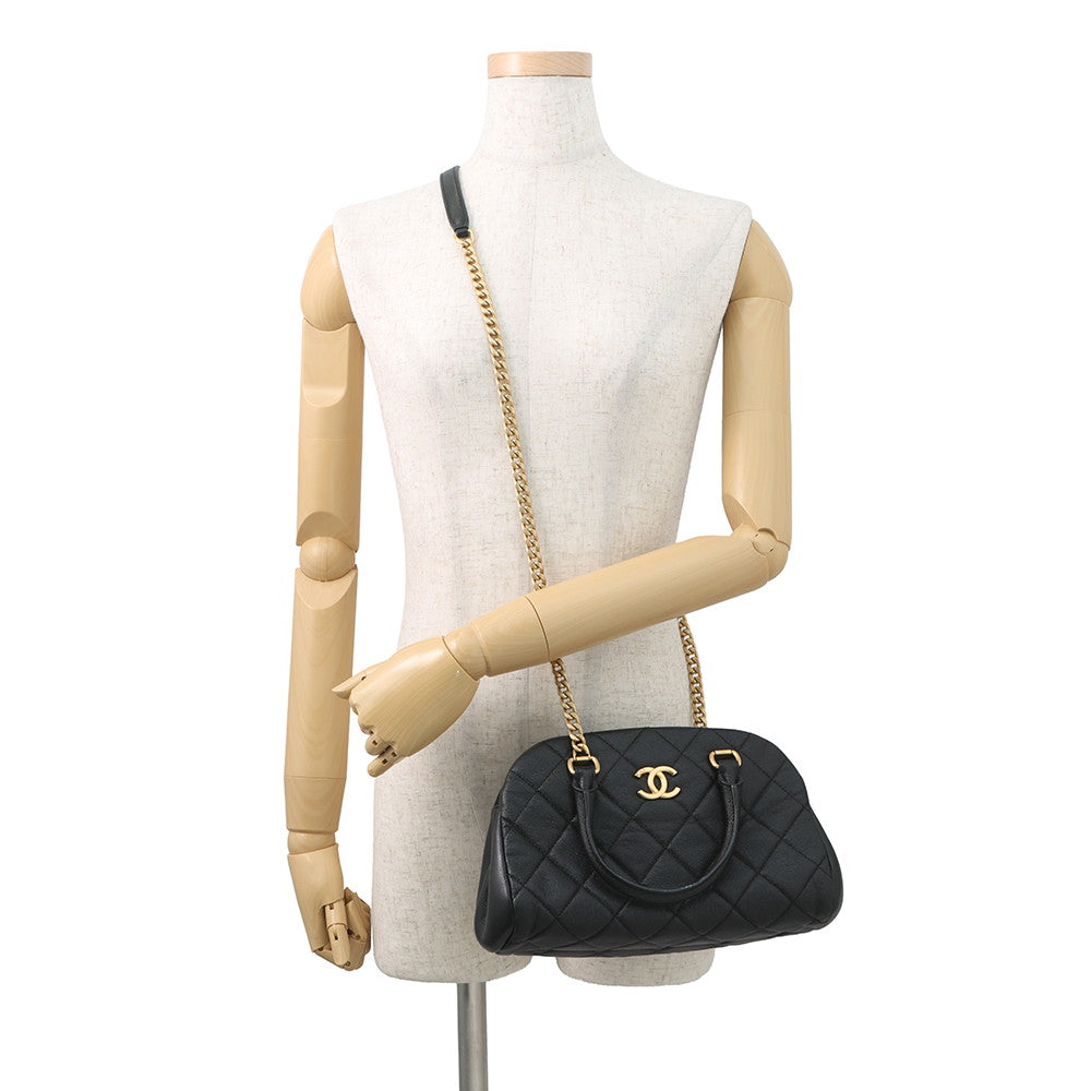 CHANEL Matelasse Bowling Bag BlackAS3893 Caviar Leather