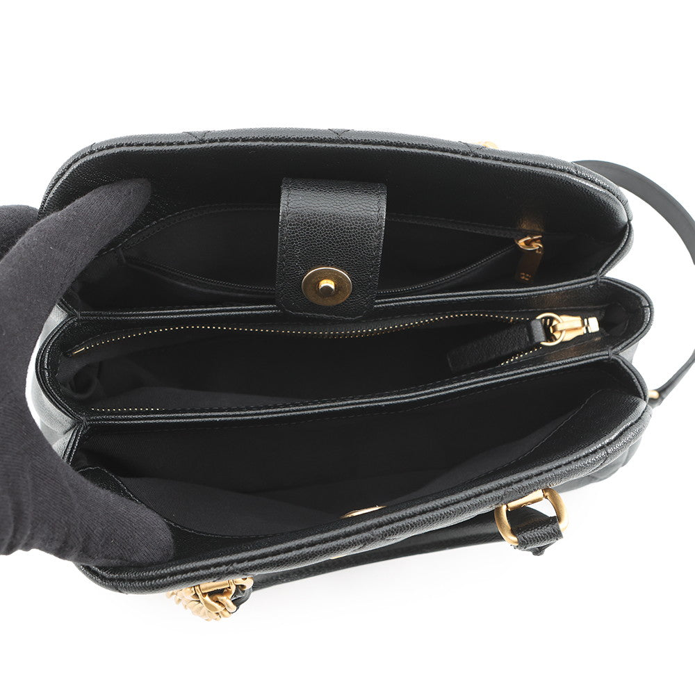 CHANEL Matelasse Bowling Bag BlackAS3893 Caviar Leather