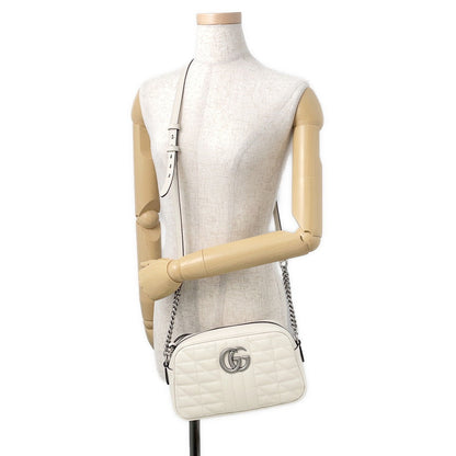 GUCCI GG Marmont ChainShoulder Bag White/Beige846312 Leather Size Small