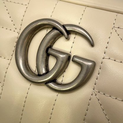 GUCCI GG Marmont ChainShoulder Bag White/Beige846312 Leather Size Small