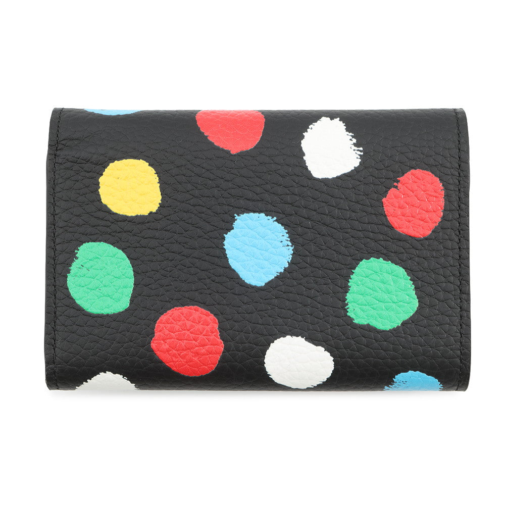 LOUIS VUITTON LV × YK Portefeuille Capucine Compact Noir/MulticolorM81963 Taurillon Leather/Painted Dot