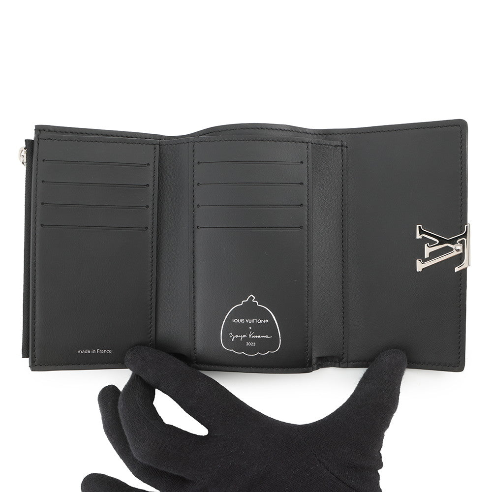 LOUIS VUITTON LV × YK Portefeuille Capucine Compact Noir/MulticolorM81963 Taurillon Leather/Painted Dot