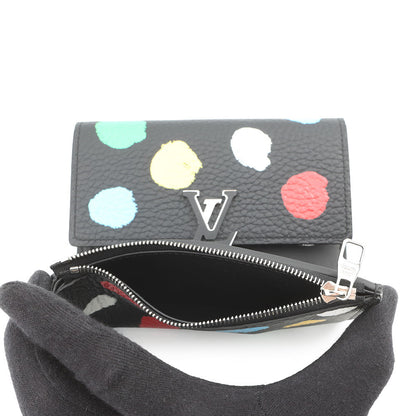 LOUIS VUITTON LV × YK Portefeuille Capucine Compact Noir/MulticolorM81963 Taurillon Leather/Painted Dot