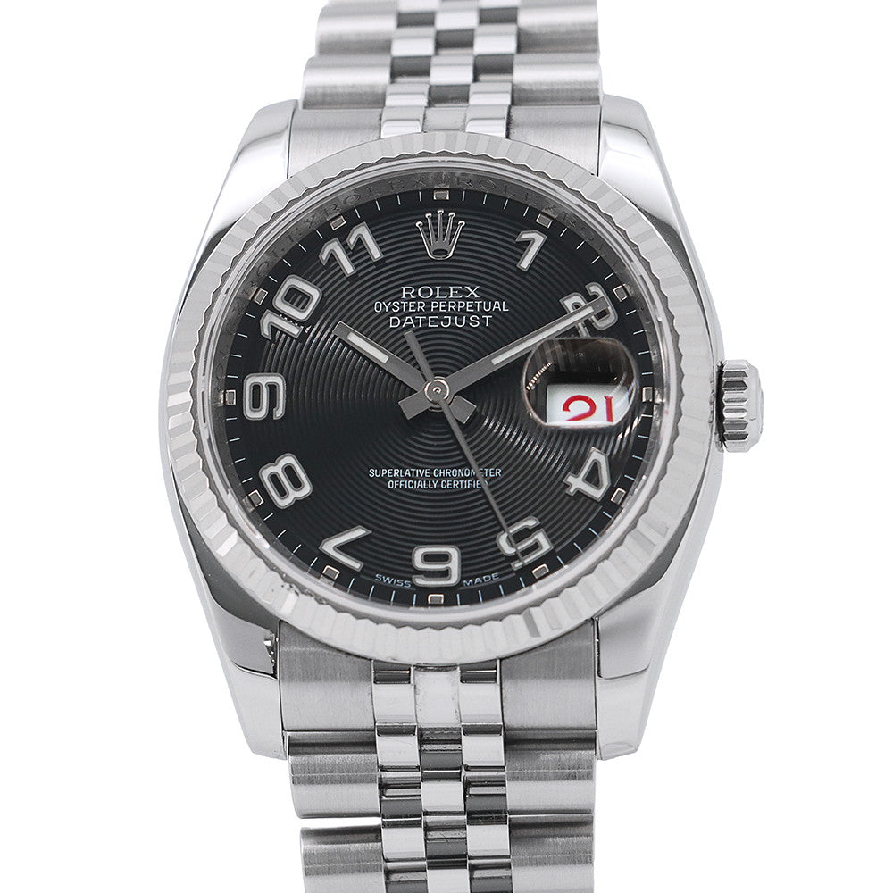 ROLEX Datejust W36mm Stainless Steel K18WG Black concentric Dial116234