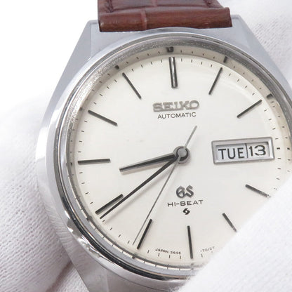 SEIKO Grand SEIKO Hi-Beat Medallion Day-Date W36mm Stainless Steel Leather Silver Dial5646-7010