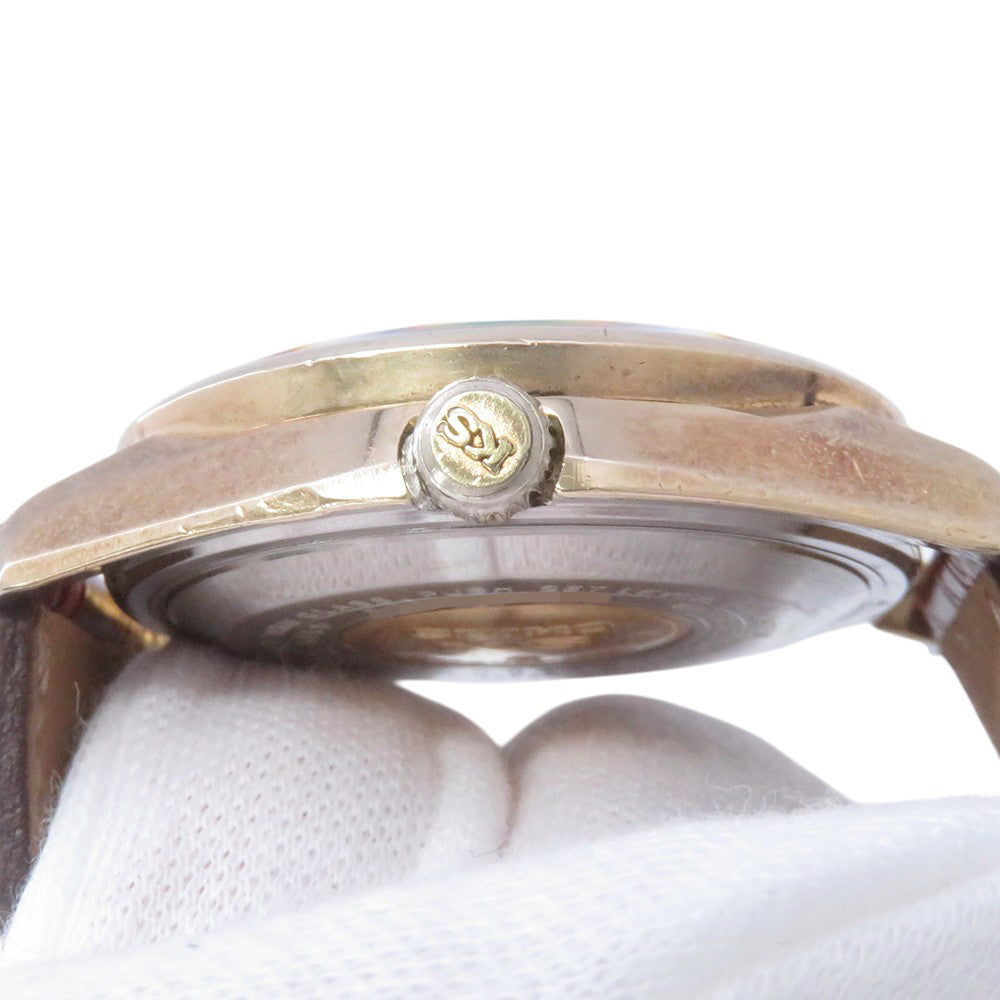 SEIKO King SEIKO Day-Date W36mm Gold Leather Cap Silver Dial5626-7040