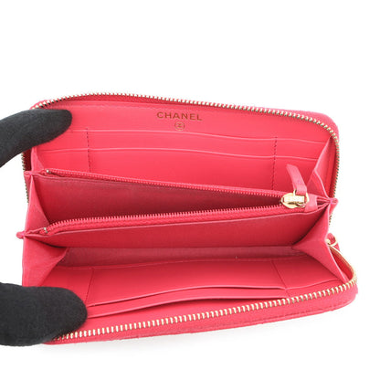 CHANEL CHANEL19 Matelasse Small Zip Wallet Pink Caviar Leather