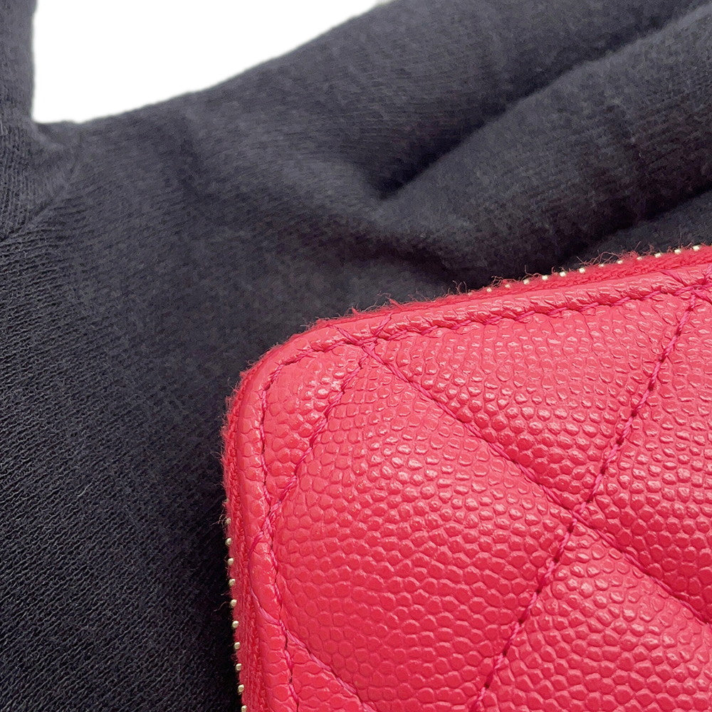 CHANEL CHANEL19 Matelasse Small Zip Wallet Pink Caviar Leather