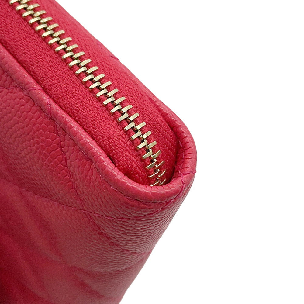 CHANEL CHANEL19 Matelasse Small Zip Wallet Pink Caviar Leather