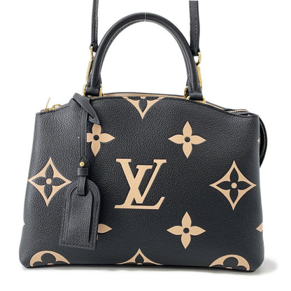 LOUIS VUITTON Petit Palais Noir/BeigeM58913 Bicolor Monogram Empreinte Leather Size PM