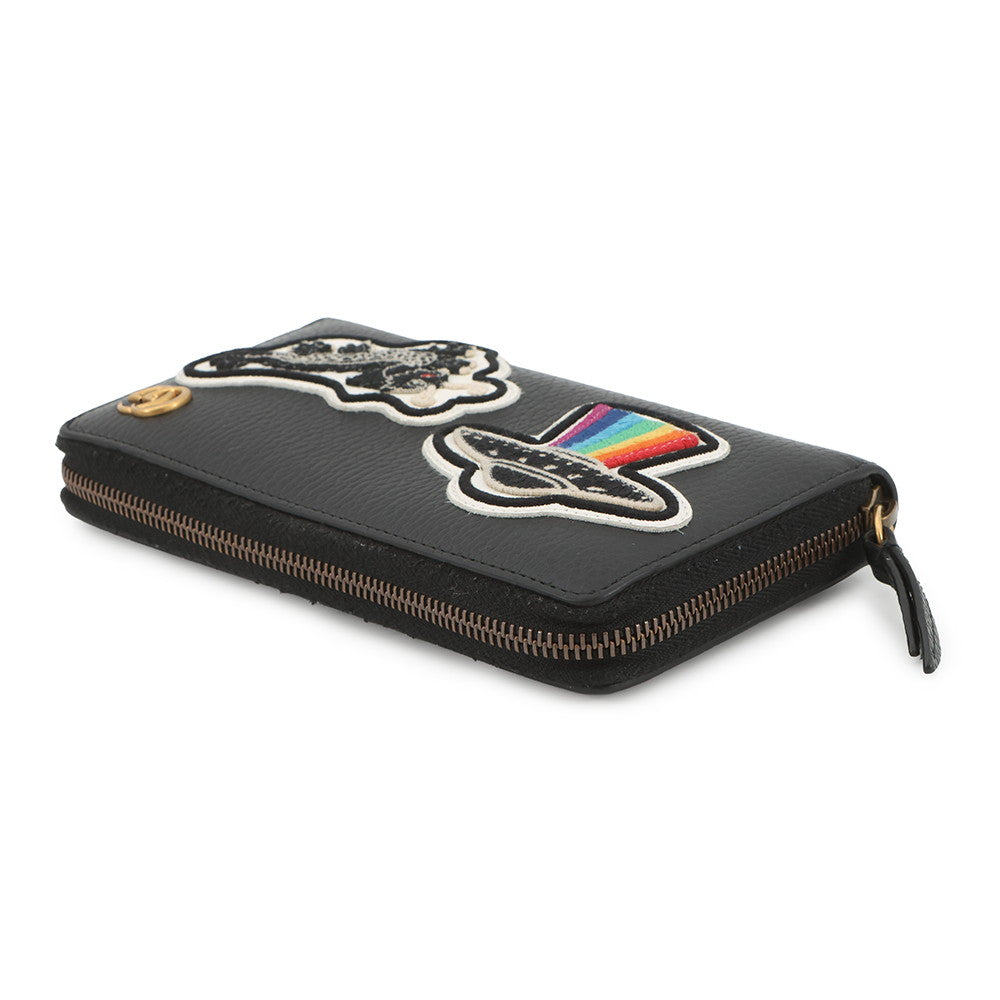 GUCCI GG Marmont Zip AroundNagazaiCloth Black/Multicolor474584 Leather