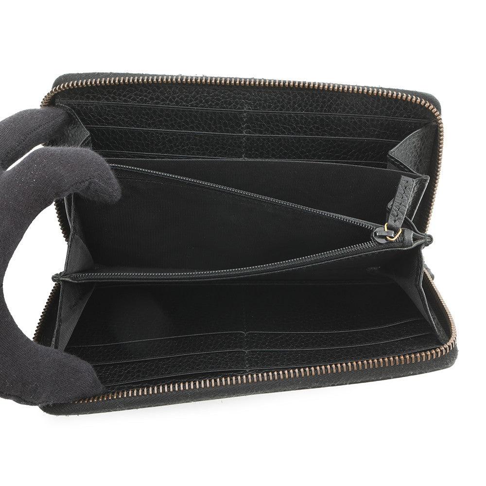 GUCCI GG Marmont Zip AroundNagazaiCloth Black/Multicolor474584 Leather