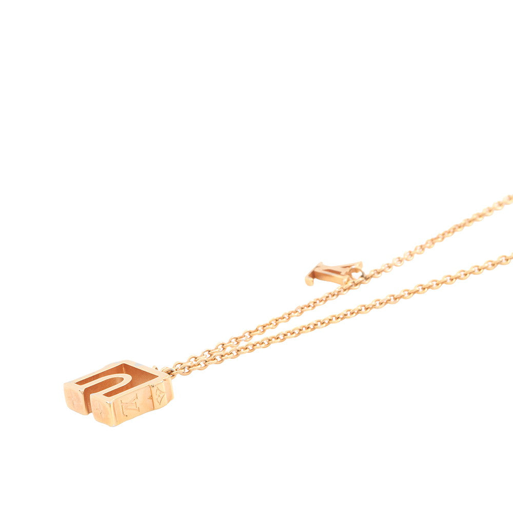 LOUIS VUITTON LV & Paris Arc de Triomphe Necklace RoseM00524 Gold Plated