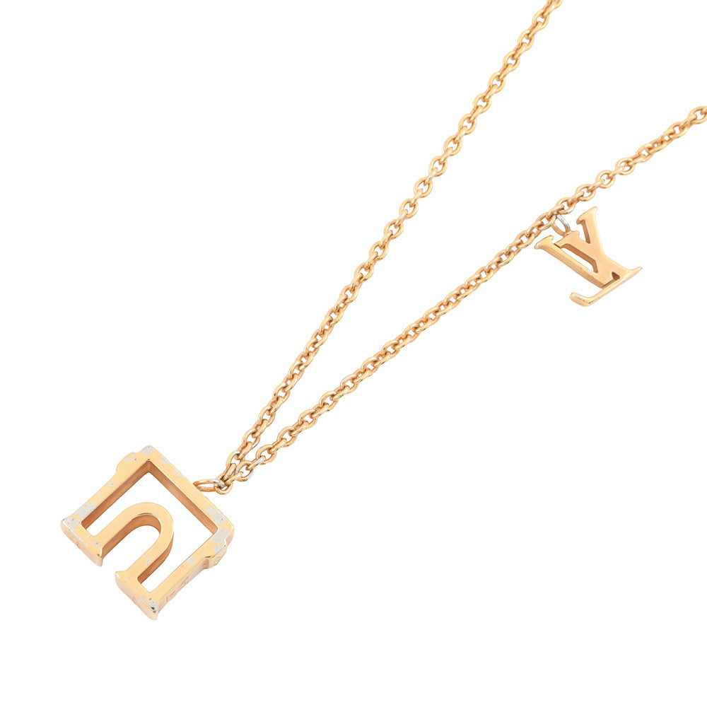 LOUIS VUITTON LV & Paris Arc de Triomphe Necklace RoseM00524 Gold Plated