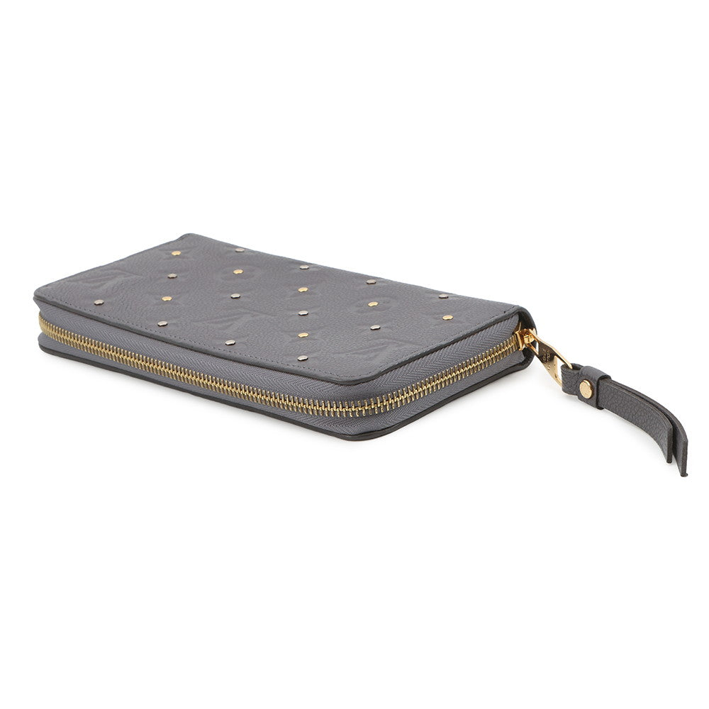 LOUIS VUITTON Zippy Wallet GrayM62209 Monogram Empreinte Leather/Studded