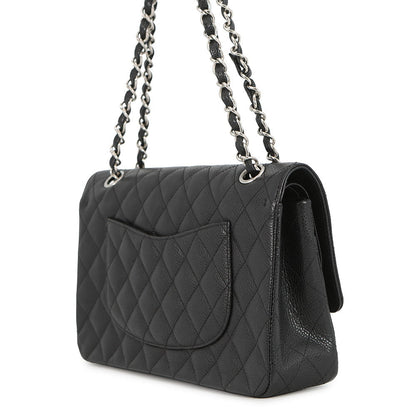 CHANEL Matelasse Double Flap ChainShoulder Bag BlackA01112 Caviar Leather Size 25