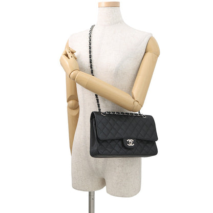 CHANEL Matelasse Double Flap ChainShoulder Bag BlackA01112 Caviar Leather Size 25
