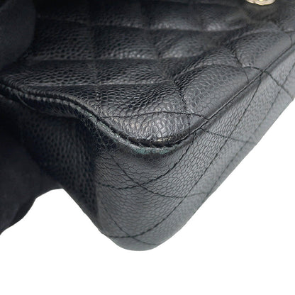 CHANEL Matelasse Double Flap ChainShoulder Bag BlackA01112 Caviar Leather Size 25