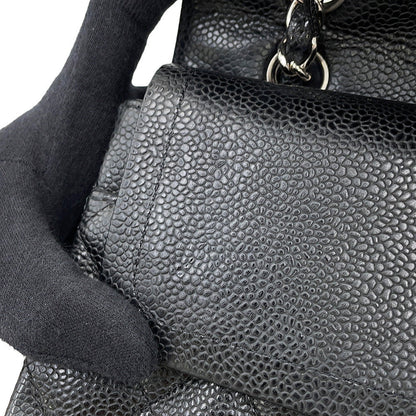 CHANEL Matelasse Double Flap ChainShoulder Bag BlackA01112 Caviar Leather Size 25